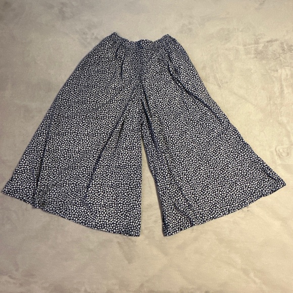 Vintage Wide-Leg Palazzo Pants Liz Sport Women's Medium Blue Floral Hippie Boho - Picture 1 of 6